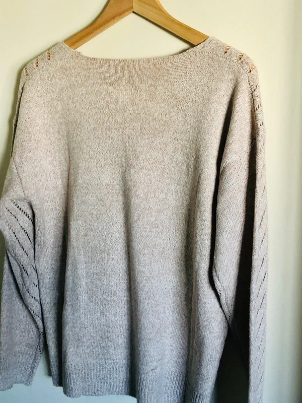 Beige gebreide trui | V-hals | Maat M NIEUW – photo 6